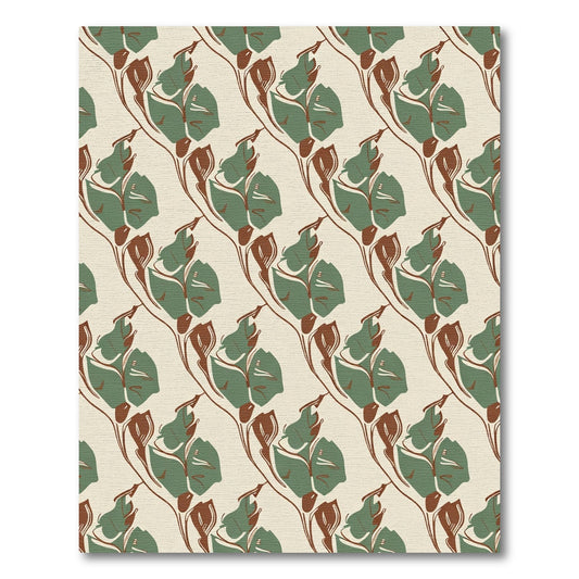 Sage Green Abstract Floral Outline Rug