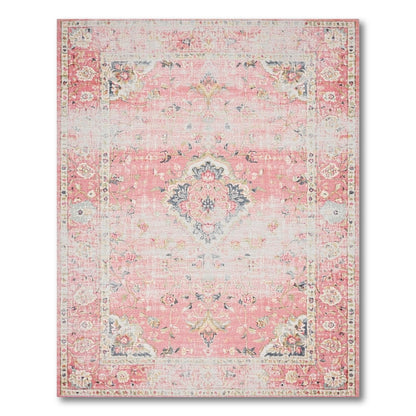 Pink Floral Vintage Washable No. 20 Area Rug