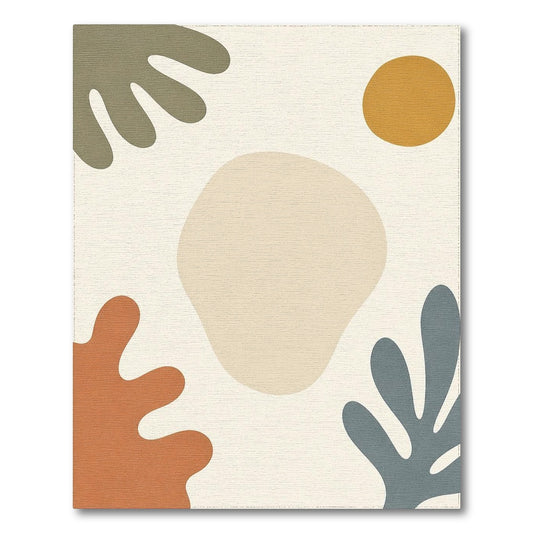 Abstract Beige Organic Shapes Abstract Area Rug