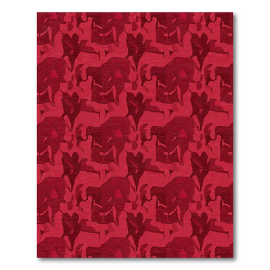 Crimson Jagged Floral Repetition Rug