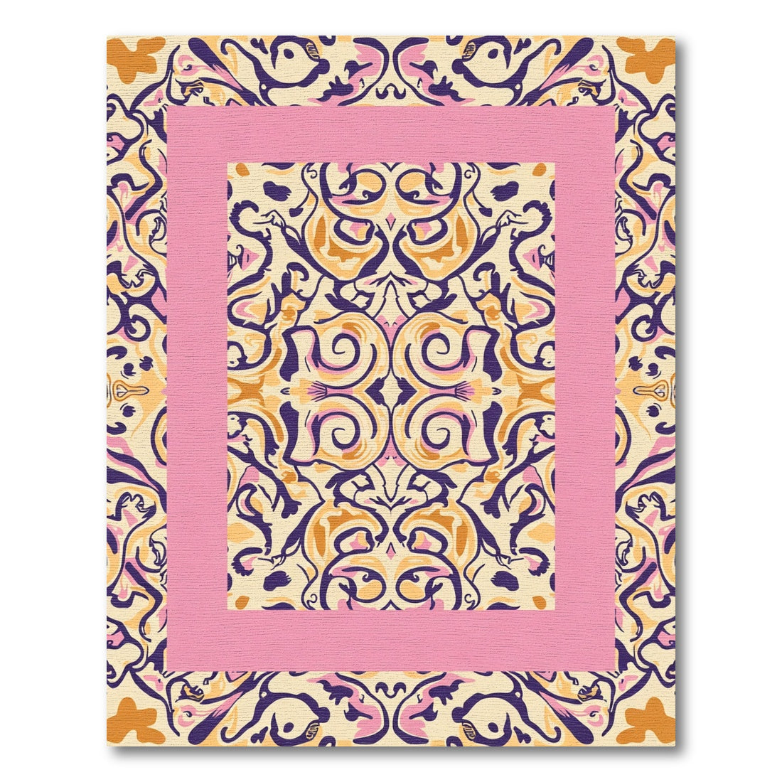 Bold Floral Pink Gold And Navy Rug