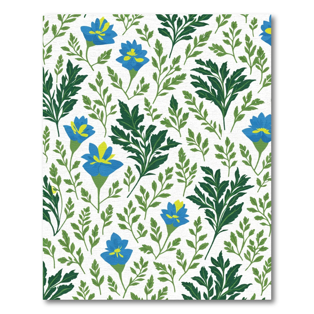 Vibrant Blue Flower Garden Pattern Rug