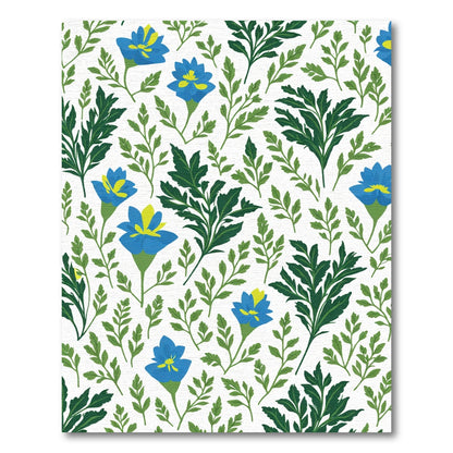 Vibrant Blue Flower Garden Pattern Rug