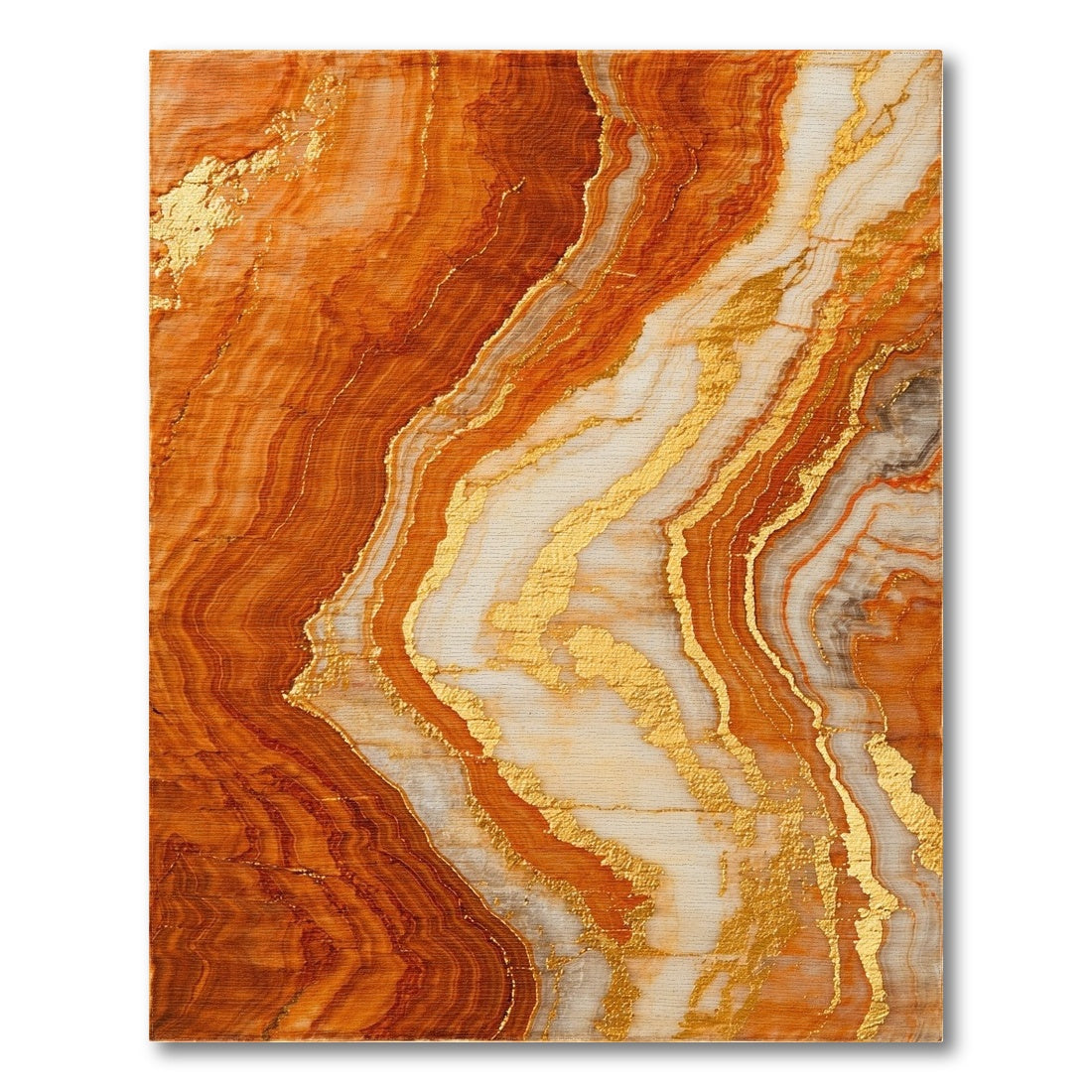 Orange Gold Marble Abstract Area Rug