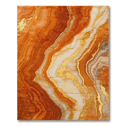 Orange Gold Marble Abstract Area Rug