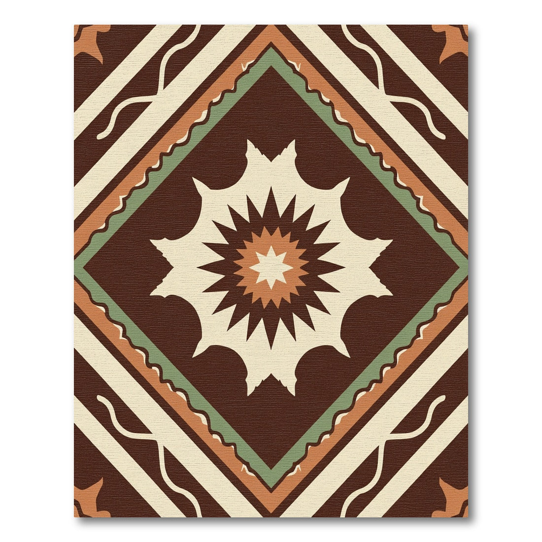 Earthy Terracotta Starburst Diamond Rug