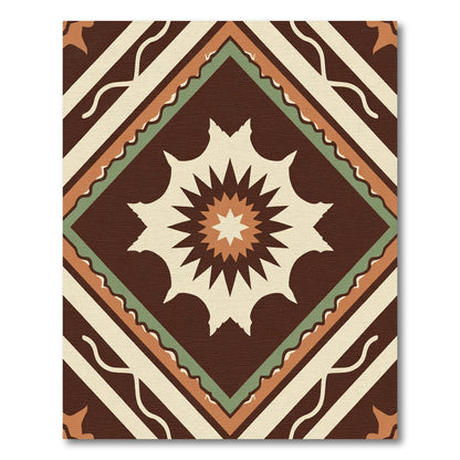 Earthy Terracotta Starburst Diamond Rug