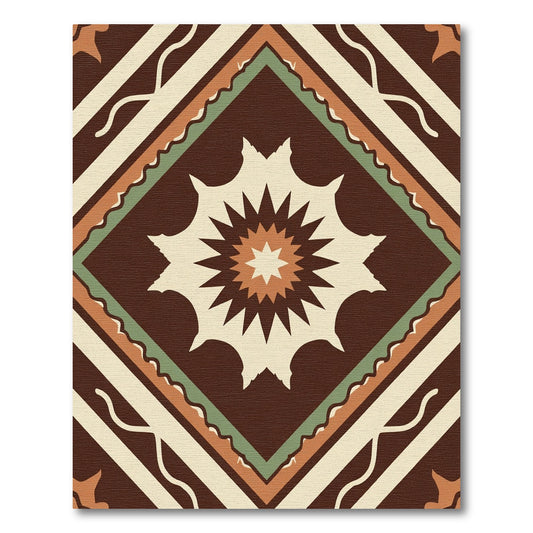 Earthy Terracotta Starburst Diamond Rug