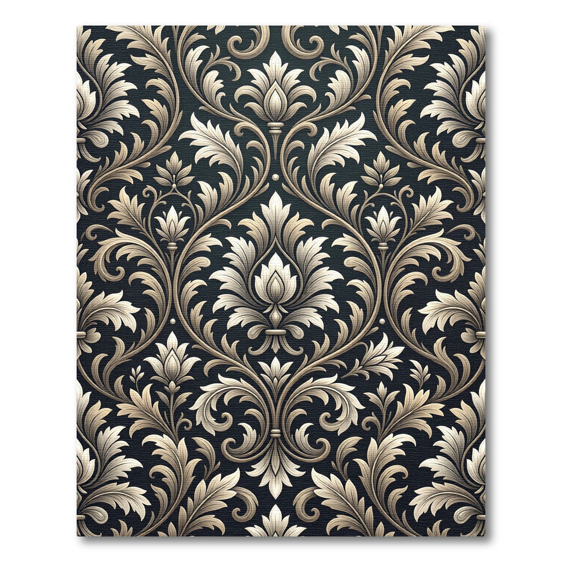 Ornate Cream Acanthus Leaf Scroll Rug