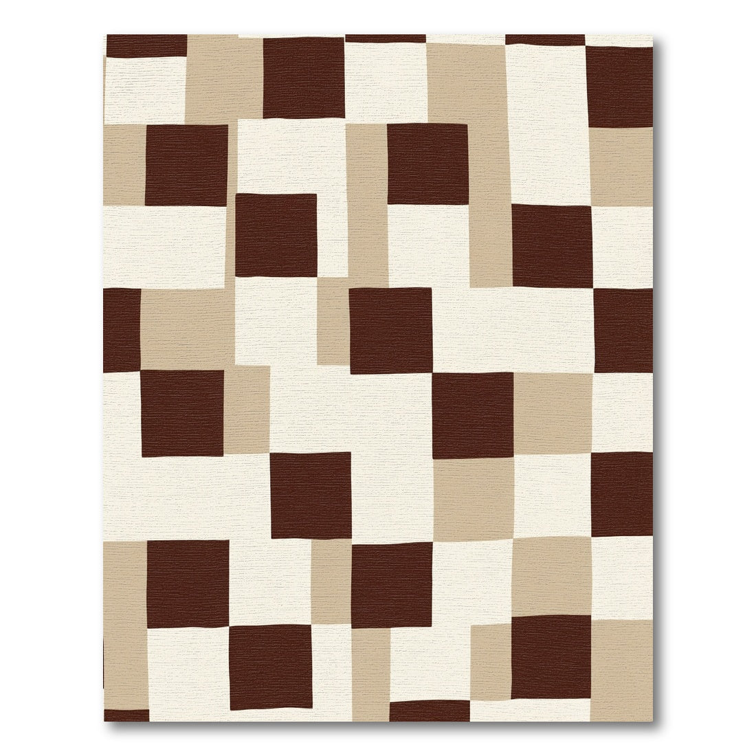Brown Cream Tan Geometric Blocks Rug