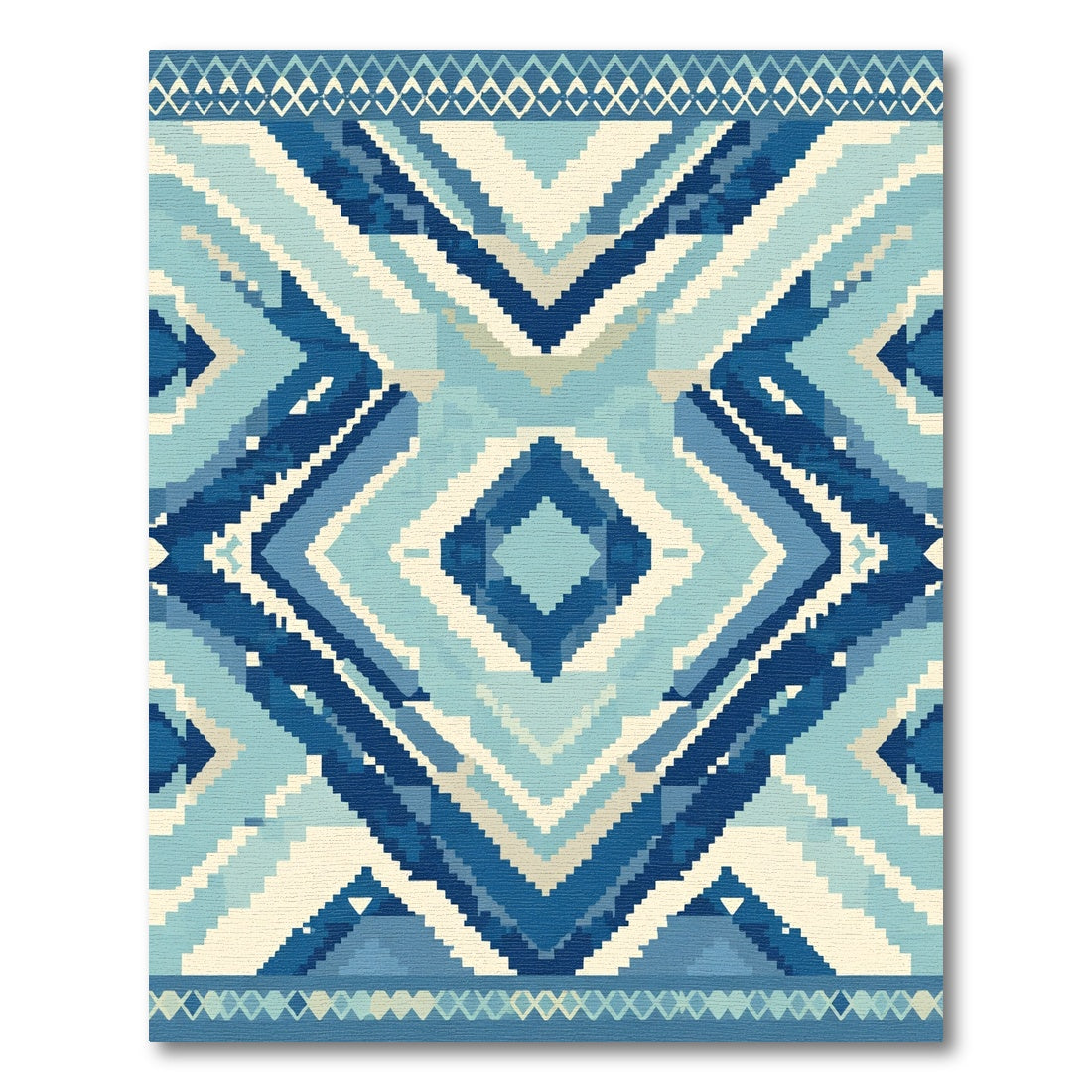 Tribal Diamond Geometric Blue Rug