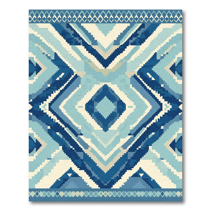Tribal Diamond Geometric Blue Rug