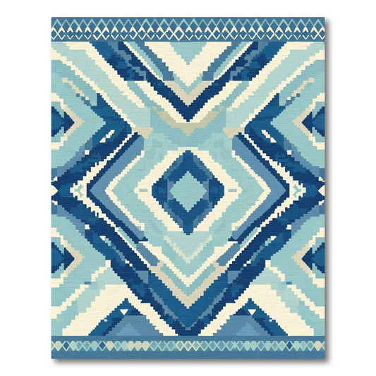 Tribal Diamond Geometric Blue Rug