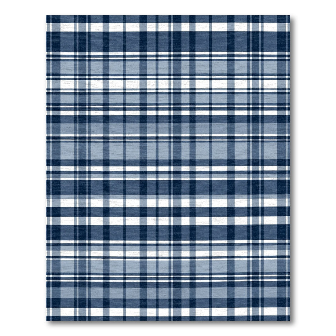Classic Blue White Plaid Lines Rug