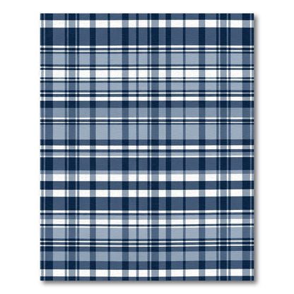 Classic Blue White Plaid Lines Rug