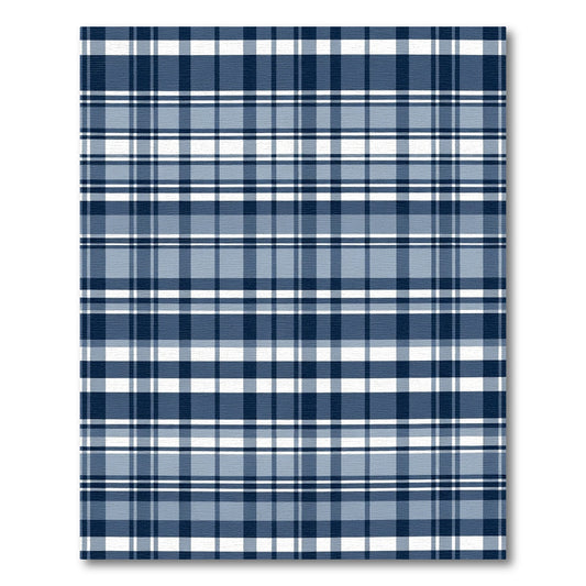 Classic Blue White Plaid Lines Rug
