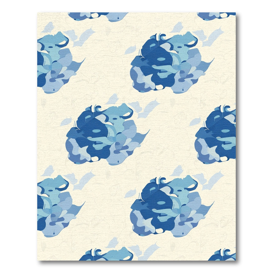 Deep Blue Abstract Floral Blooms Rug