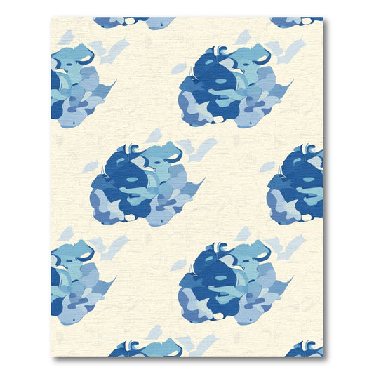 Deep Blue Abstract Floral Blooms Rug