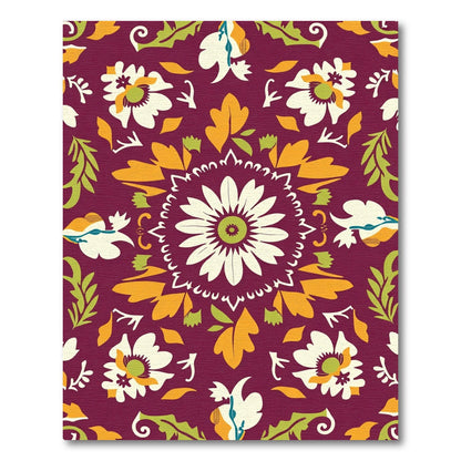 Crimson Floral Garden Medallion Rug