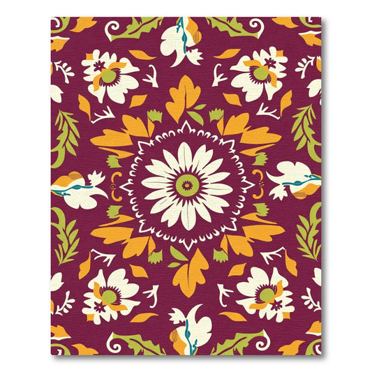 Crimson Floral Garden Medallion Rug