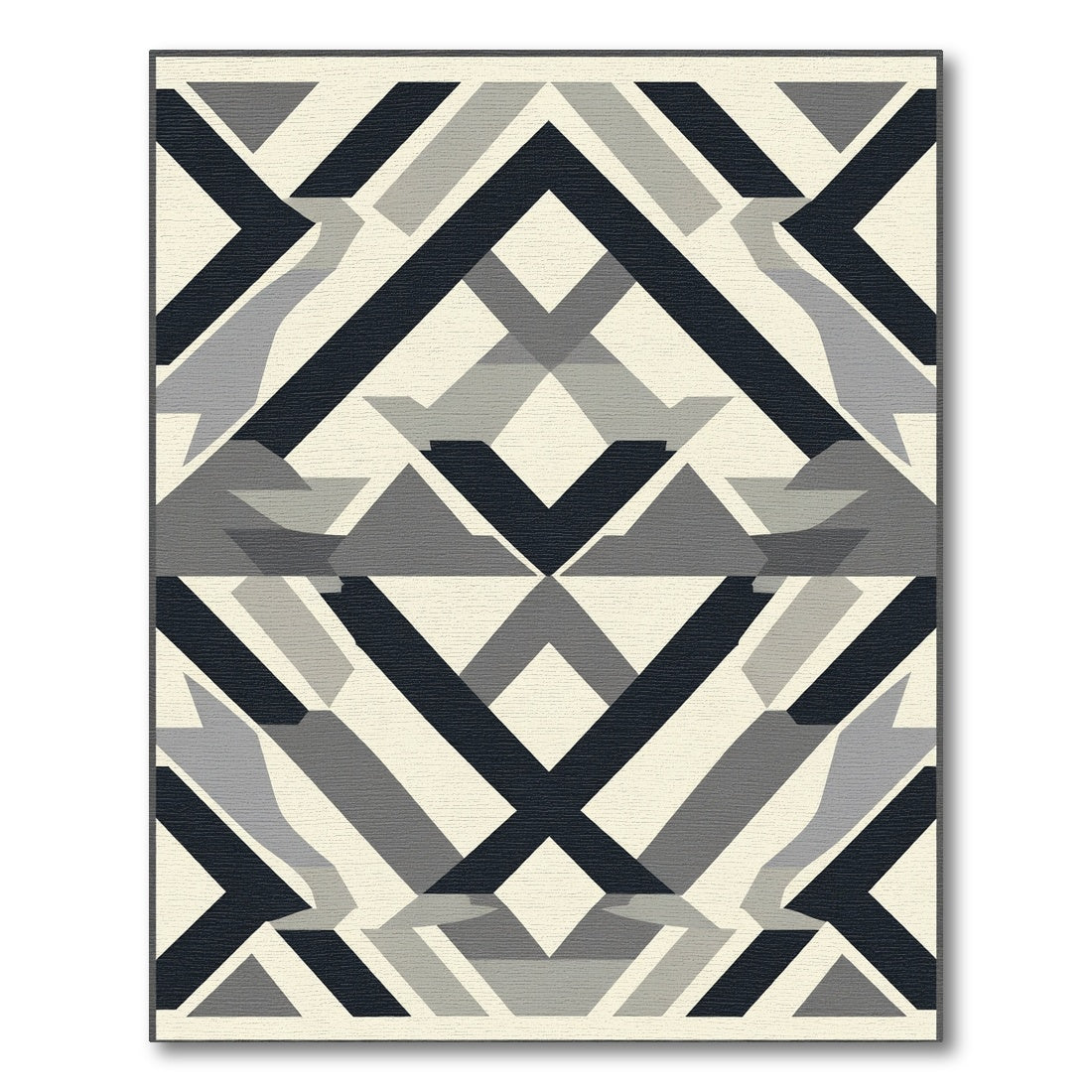 Geometric Dark Gray Abstract Shapes Rug
