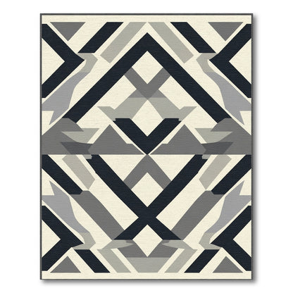 Geometric Dark Gray Abstract Shapes Rug