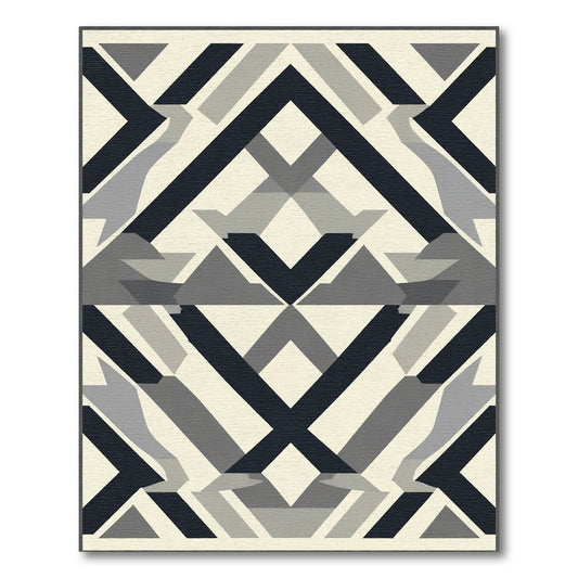 Geometric Dark Gray Abstract Shapes Rug