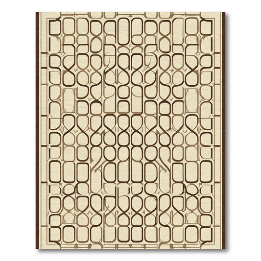 Geometric Tan Repeat Overlay Rug