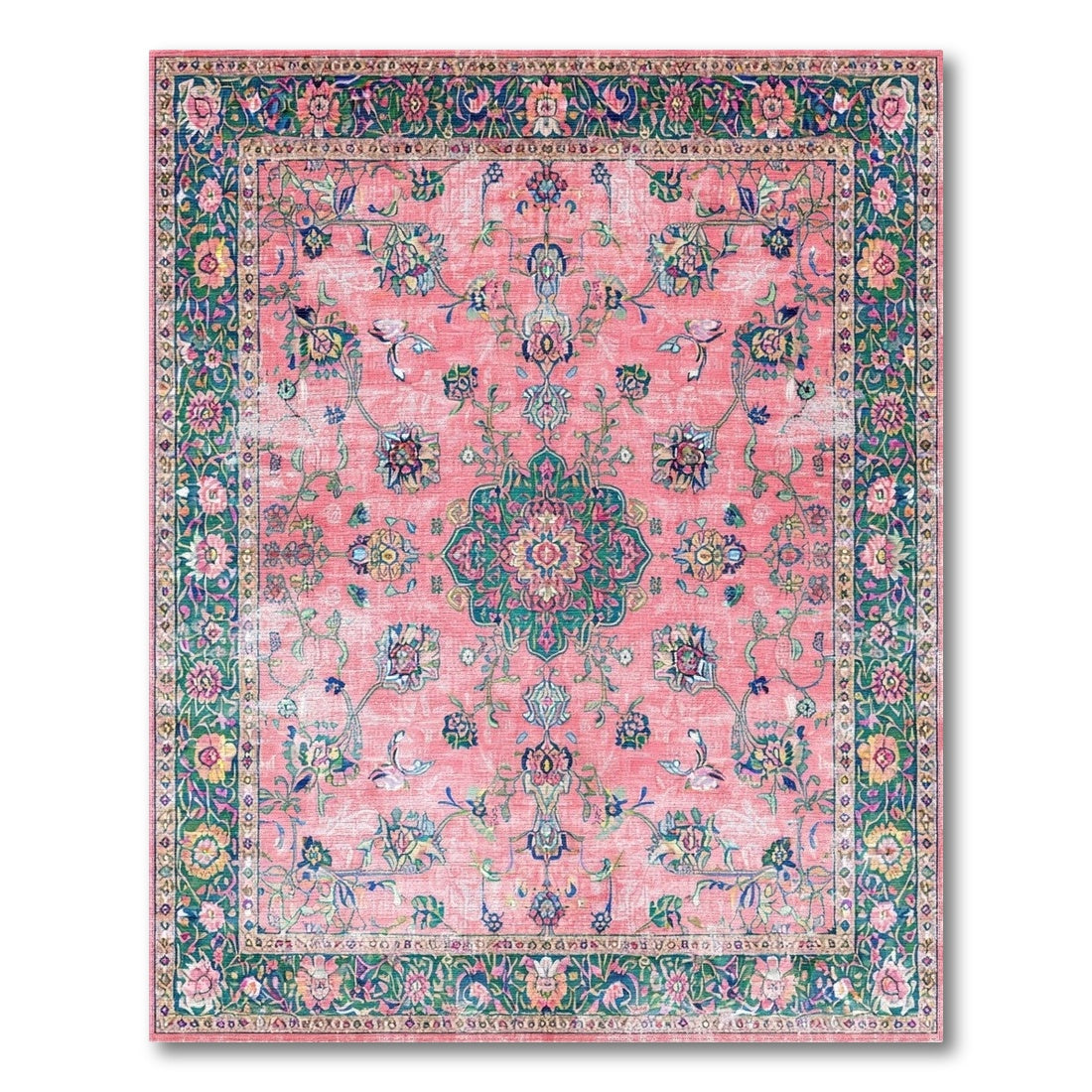 Pink Floral Vintage Area Rug