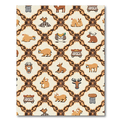 Whimsical Woodland Creatures Lattice Rug
