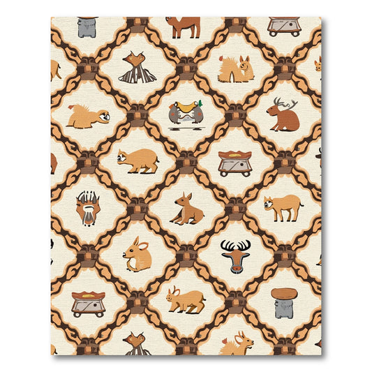 Whimsical Woodland Creatures Lattice Rug
