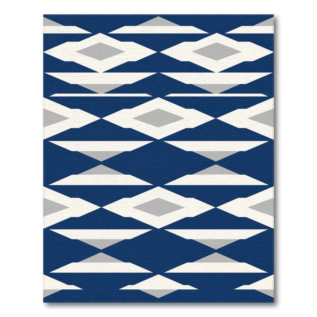 Navy Blue Geometric Diamond Blue and Teal Area Rug
