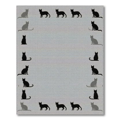 Kids Cartoon Black Cat Silhouette Area Rug