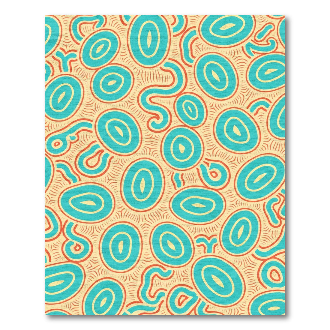 Teal Oval Swirl Amber Abstract Rug