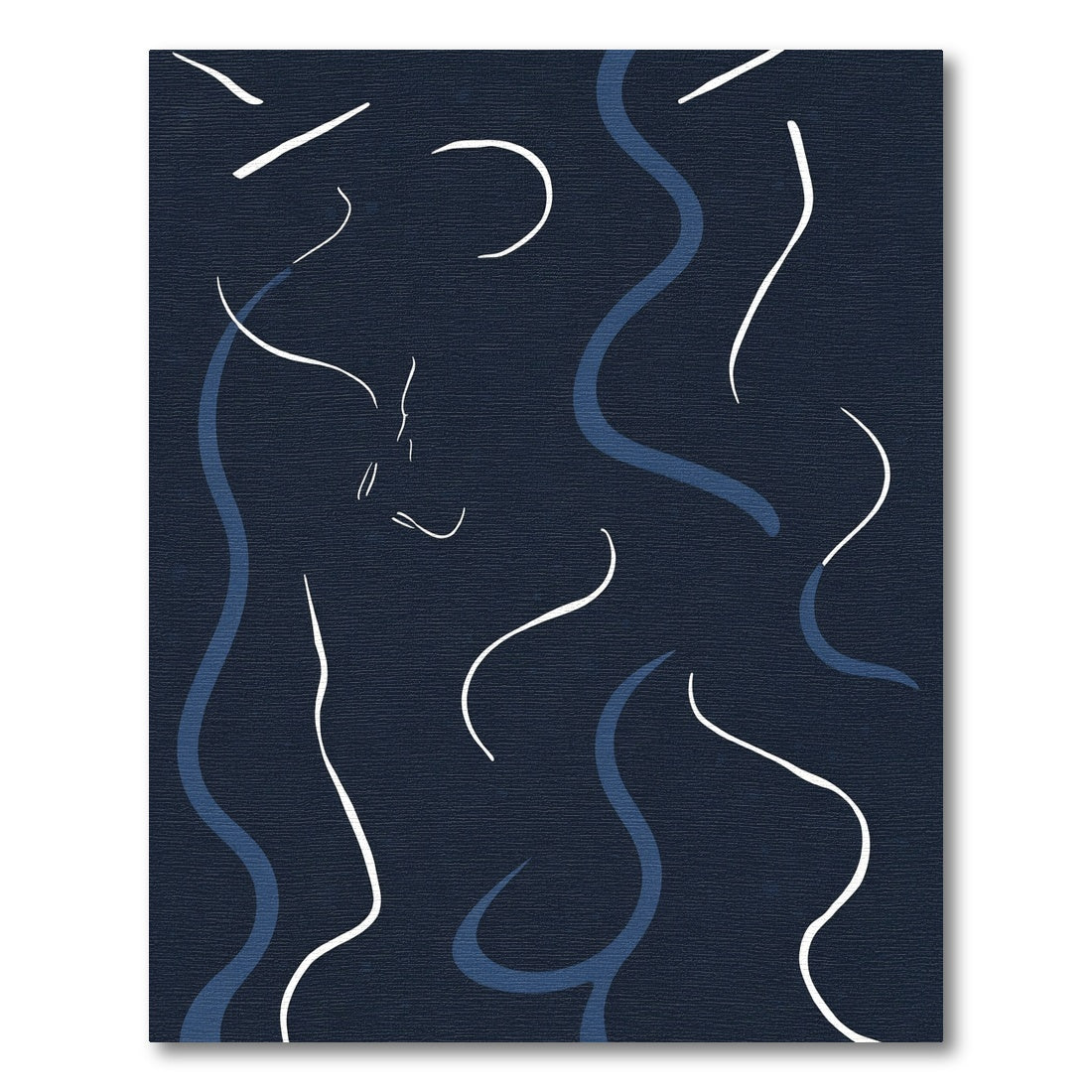Minimalist Blue White Abstract Swirls Rug