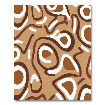 Brown and White Abstract Organic Flow Rug