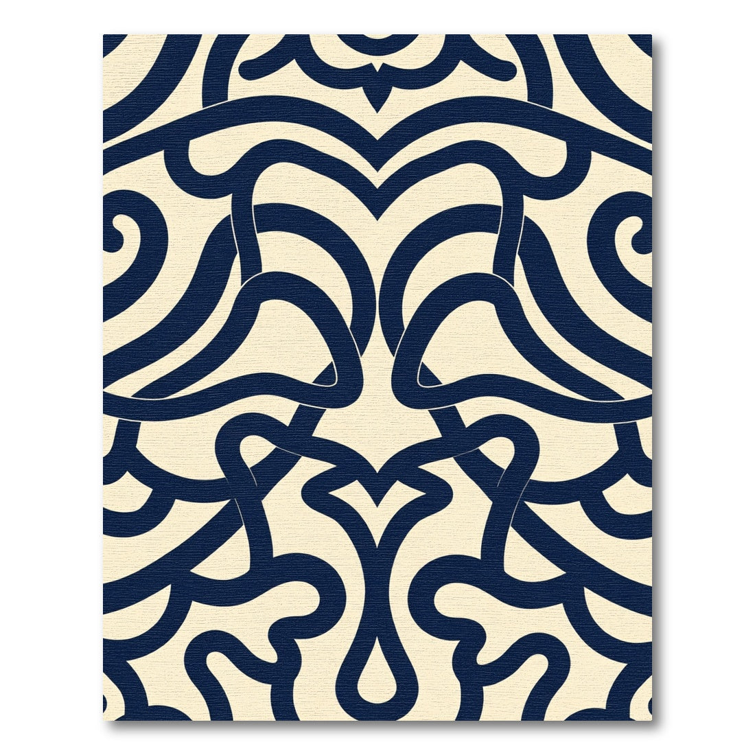 Navy Cream Art Nouveau Swirl Rug