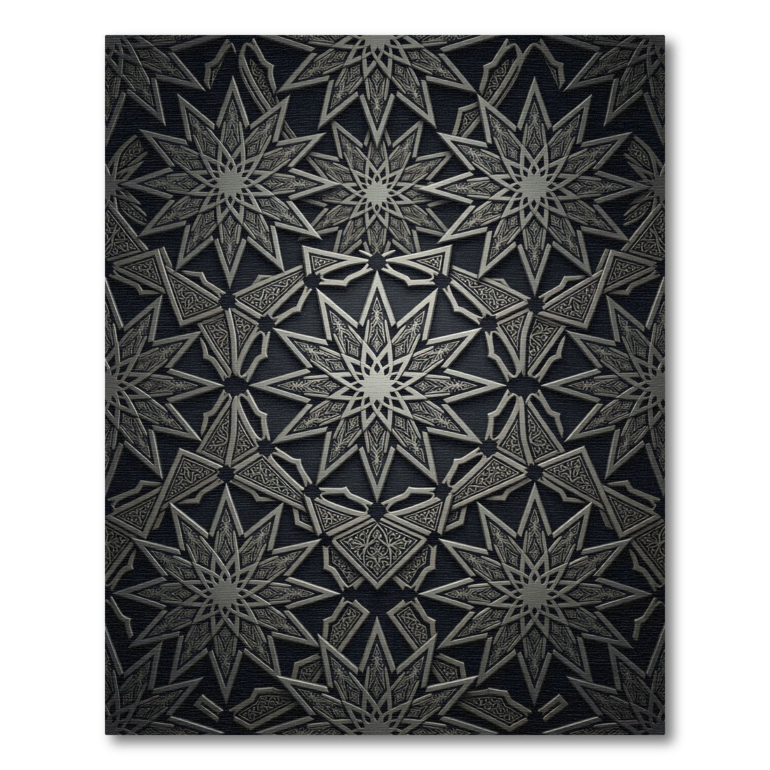 Silver Intricate Star Geometric Rug