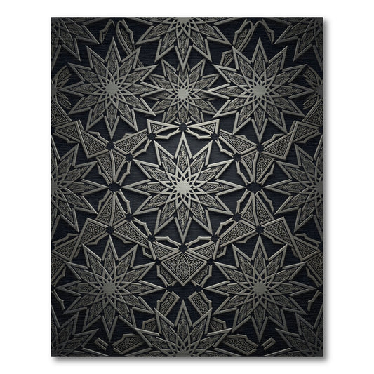 Silver Intricate Star Geometric Rug