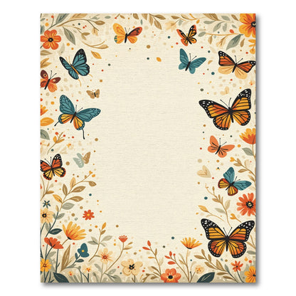 Orange Teal Butterfly Floral Border Rug
