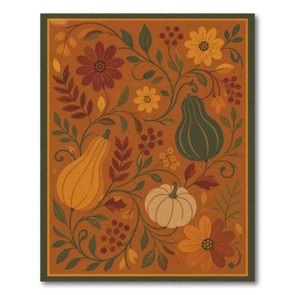 Orange Autumn Pumpkin Floral Area Rug