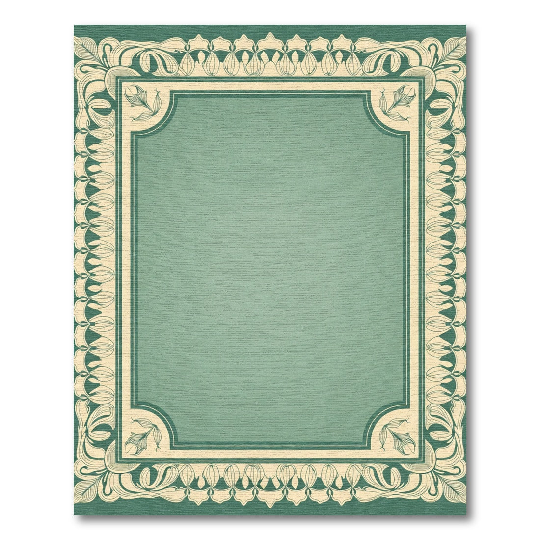 Art Nouveau Teal Floral Border Rug