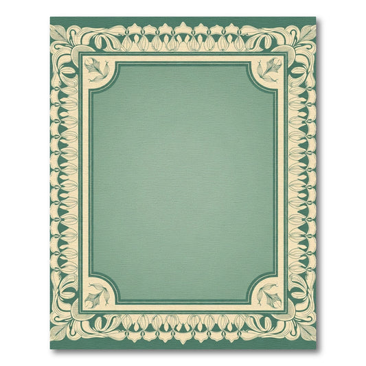 Art Nouveau Teal Floral Border Rug