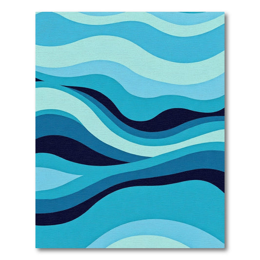 Cool Blue Layered Wave Abstract Rug
