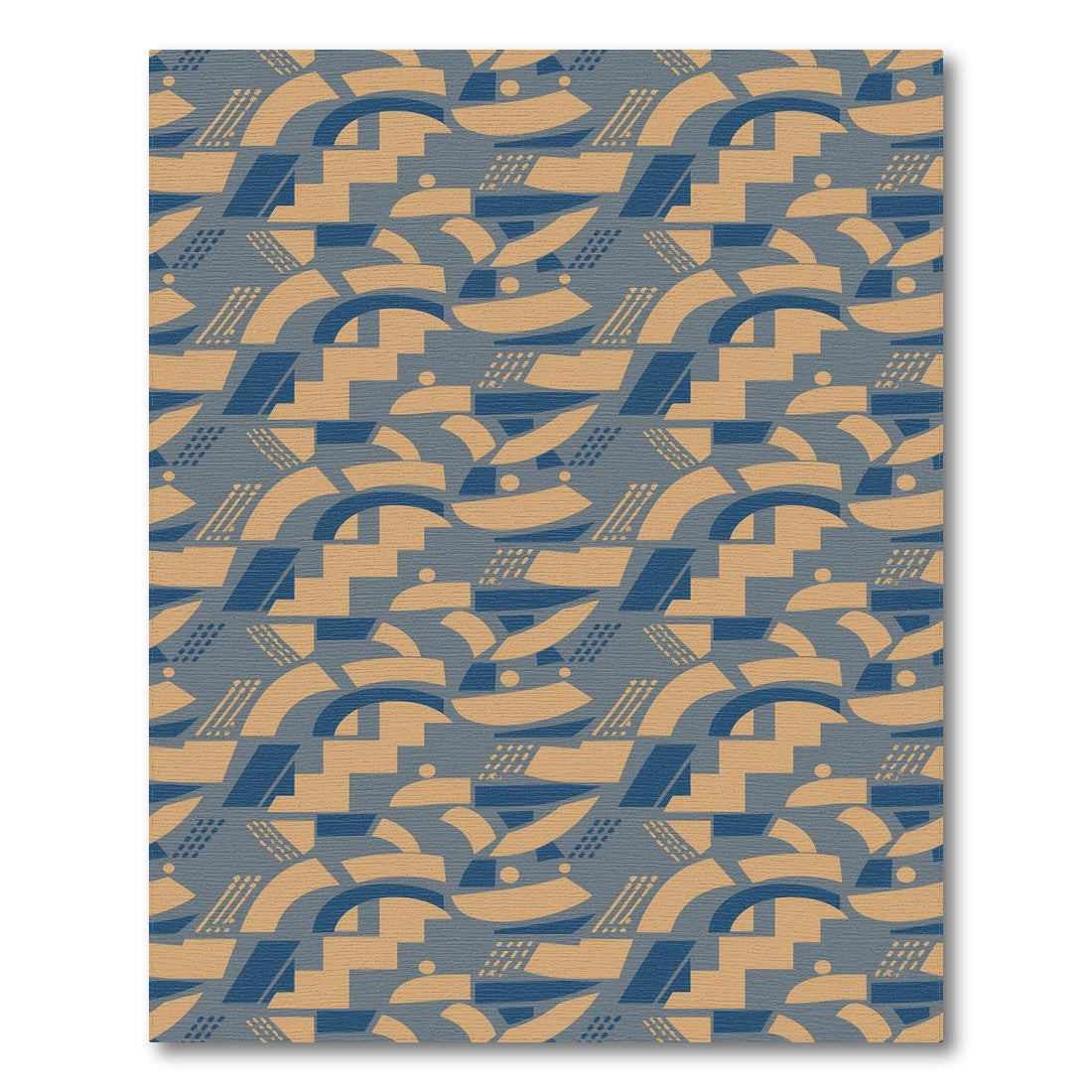Navy Blue Tan Geometric Area Rug
