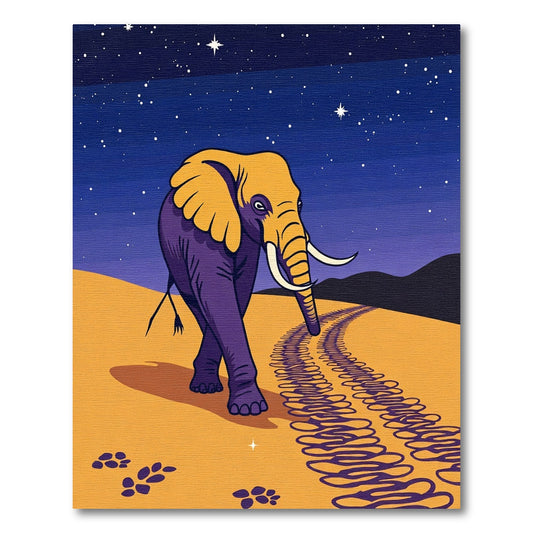 Purple Elephant Under Starry Night Sky Rug