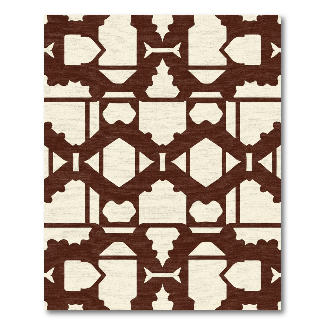Brown White Geometric Medallion Rug