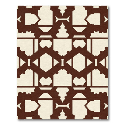 Brown White Geometric Medallion Rug