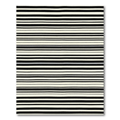 Modern Cream and Black Striped Rug