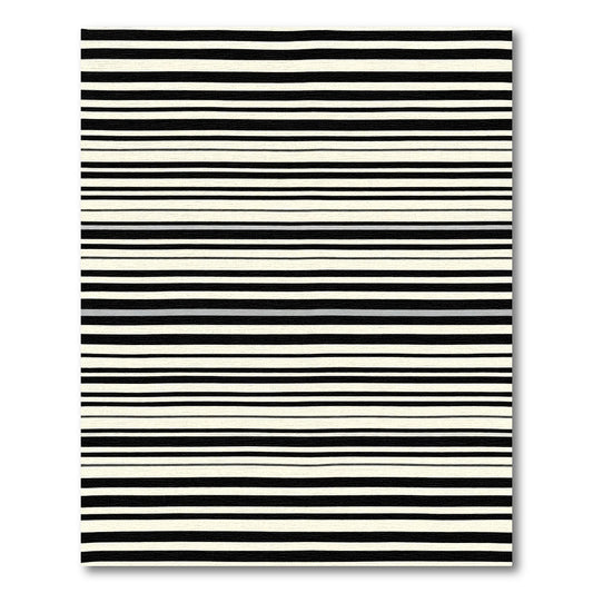 Modern Cream and Black Striped Rug